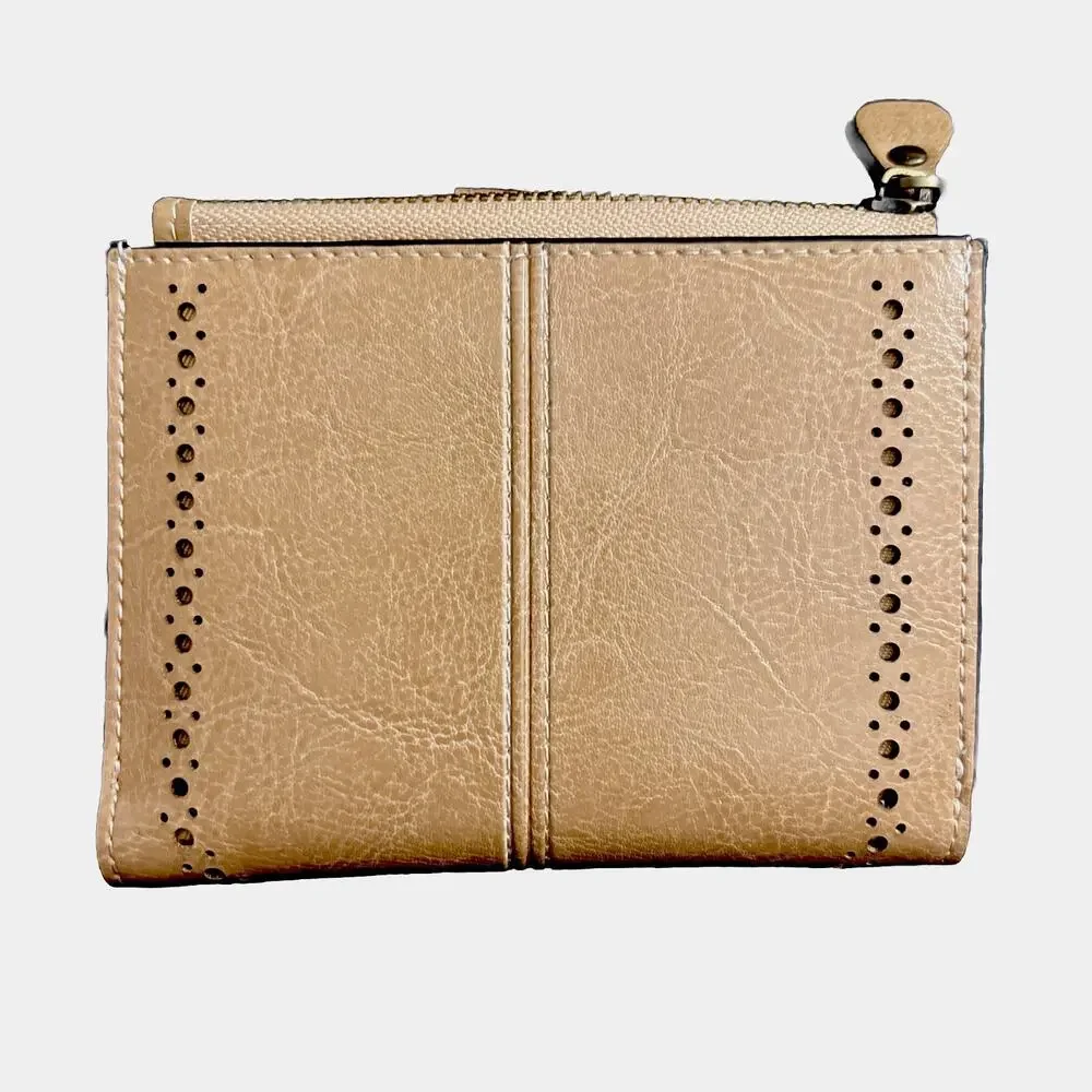 Sendefn Wallet Womens Beige Leather Bi-fold Zipper Coin Pocket RFID Blocking - Picture 7 of 7